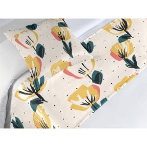 Ambesonne Floral Bed Runner Set, Romantic Concept Art Featuring Rose Flowers Hearts Leaves Valentine, Decorative Bedding Scarf and 2 Pillow Shams for Hotels Homes, Queen, Pastel Pink and Fern Green(Dark Green Mustard Beige)