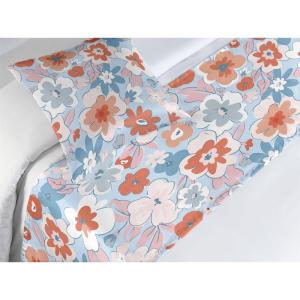 Ambesonne Floral Bed Runner Set, Romantic Concept Art Featuring Rose Flowers Hearts Leaves Valentine, Decorative Bedding Scarf and 2 Pillow Shams for Hotels Homes, Queen, Pastel Pink and Fern Green(Cinnamon Soft Blue Blush)