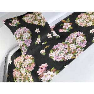 Ambesonne Floral Bed Runner Set, Romantic Concept Art Featuring Rose Flowers Hearts Leaves Valentine, Decorative Bedding Scarf and 2 Pillow Shams for Hotels Homes, Queen, Pastel Pink and Fern Green(Sage Green and Soft Pink)