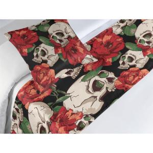 Ambesonne Floral Bed Runner Set, Valentine’s Day Concept Art Pastel Repetitive Roses Pattern Plot, Decorative Bedding Scarf and a Pillow Sham for Hotels Homes, Twin, Dark Pink Blush and White(Jade Green and Dark Coral)