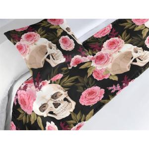 Ambesonne Floral Bed Runner Set, Valentine’s Day Concept Art Pastel Repetitive Roses Pattern Plot, Decorative Bedding Scarf and a Pillow Sham for Hotels Homes, Twin, Dark Pink Blush and White(Pink Laurel Green Black)
