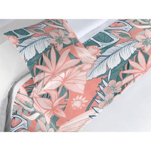 Ambesonne Floral Bed Runner Set, Valentine’s Day Concept Art Pastel Repetitive Roses Pattern Plot, Decorative Bedding Scarf and a Pillow Sham for Hotels Homes, Twin, Dark Pink Blush and White(Coral Dark Cadet Blue)