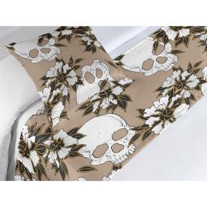 Ambesonne Floral Bed Runner Set, Valentine’s Day Concept Art Pastel Repetitive Roses Pattern Plot, Decorative Bedding Scarf and a Pillow Sham for Hotels Homes, Twin, Dark Pink Blush and White(White Dark Green Almond)