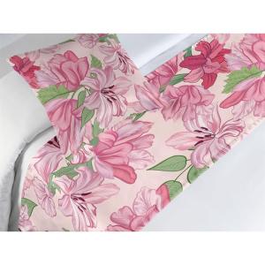 Ambesonne Floral Bed Runner Set, Valentine’s Day Theme Flowers Vintage Botanical Nature Ornament Art, Decorative Bedding Scarf and a Pillow Sham for Hotels Homes, Twin, Dark Coral and Fern Green(Pistachio Green and Pale Rose)