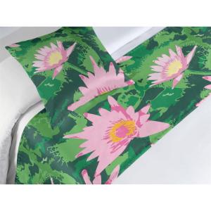 Ambesonne Floral Bed Runner Set, Valentine’s Day Theme Flowers Vintage Botanical Nature Ornament Art, Decorative Bedding Scarf and a Pillow Sham for Hotels Homes, Twin, Dark Coral and Fern Green(Soft Pink and Forest Green)