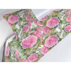 Ambesonne Floral Bed Runner Set, Valentine’s Day Theme Flowers Vintage Botanical Nature Ornament Art, Decorative Bedding Scarf and a Pillow Sham for Hotels Homes, Twin, Dark Coral and Fern Green(Hot Pink Khaki Green)