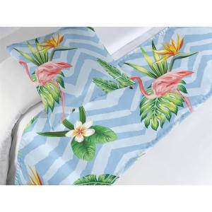 Ambesonne Floral Bed Runner Set, Valentine’s Day Theme Flowers Vintage Botanical Nature Ornament Art, Decorative Bedding Scarf and a Pillow Sham for Hotels Homes, Twin, Dark Coral and Fern Green(Pale Azure Blue Emerald)