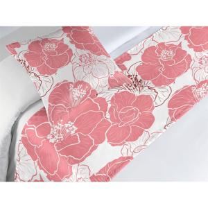 Ambesonne Floral Bed Runner Set, Valentine’s Day Theme Flowers Vintage Botanical Nature Ornament Art, Decorative Bedding Scarf and a Pillow Sham for Hotels Homes, Twin, Dark Coral and Fern Green(Pastel Pink and White)