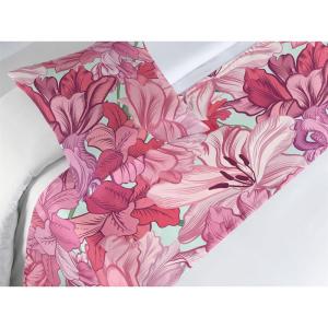 Ambesonne Floral Bed Runner Set, Valentine’s Day Theme Flowers Vintage Botanical Nature Ornament Art, Decorative Bedding Scarf and a Pillow Sham for Hotels Homes, Twin, Dark Coral and Fern Green(Dried Rose and Pale Ruby)