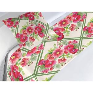 Ambesonne Floral Bed Runner Set, Valentine’s Day Theme Flowers Vintage Botanical Nature Ornament Art, Decorative Bedding Scarf and a Pillow Sham for Hotels Homes, Twin, Dark Coral and Fern Green(Dark Coral and Fern Green)
