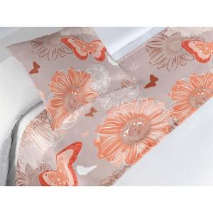 Ambesonne Floral Bed Runner Set, Valentine’s Day Theme Flowers Vintage Botanical Nature Ornament Art, Decorative Bedding Scarf and a Pillow Sham for Hotels Homes, Twin, Dark Coral and Fern Green(Pale Taupe and Cinnamon)