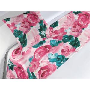 Ambesonne Floral Bed Runner Set, Valentine’s Day Theme Flowers Vintage Botanical Nature Ornament Art, Decorative Bedding Scarf and a Pillow Sham for Hotels Homes, Twin, Dark Coral and Fern Green(Magenta Forest Green Rose)