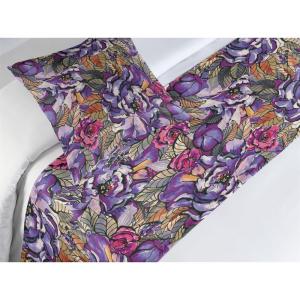 Ambesonne Floral Bed Runner Set, Valentine’s Day Theme Grunge Style Repetitive Rose Flowers Abstract, Decorative Bedding Scarf and 2 Pillow Shams for Hotels Homes, King, Pale Fuchsia and Sepia(Pale Purple and Sage Green)