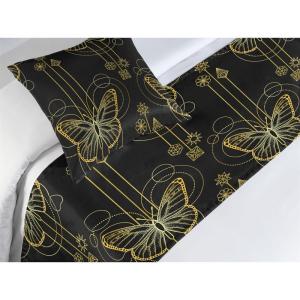 Ambesonne Floral Bed Runner Set, Valentine’s Day Theme Grunge Style Repetitive Rose Flowers Abstract, Decorative Bedding Scarf and 2 Pillow Shams for Hotels Homes, King, Pale Fuchsia and Sepia(Charcoal Grey and Dark Yellow)