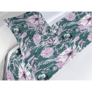 Ambesonne Floral Bed Runner Set, Valentine’s Day Theme Vintage Style Romantic Roses Pattern Plot, Decorative Bedding Scarf and a Pillow Sham for Hotels Homes, Twin, Dark Fuchsia and Slate Blue(Dark Teal and Soft Pink)