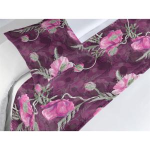 Ambesonne Floral Bed Runner Set, Valentine’s Day Theme Vintage Style Romantic Roses Pattern Plot, Decorative Bedding Scarf and a Pillow Sham for Hotels Homes, Twin, Dark Fuchsia and Slate Blue(Dark Magenta and Purple)