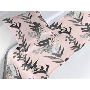 Ambesonne Floral Bed Runner Set, Valentine’s Day Theme Vintage Style Romantic Roses Pattern Plot, Decorative Bedding Scarf and a Pillow Sham for Hotels Homes, Twin, Dark Fuchsia and Slate Blue(Charcoal Grey and Champagne)