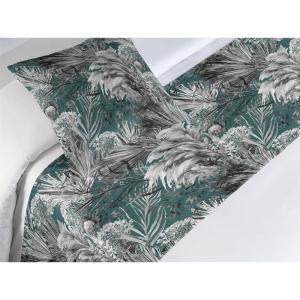 Ambesonne Floral Bed Runner Set, Valentine’s Day Theme Vintage Style Romantic Roses Pattern Plot, Decorative Bedding Scarf and a Pillow Sham for Hotels Homes, Twin, Dark Fuchsia and Slate Blue(Dark Teal and Pale Grey)