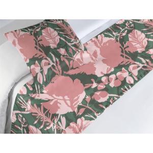 Ambesonne Floral Bed Runner Set, Valentine’s Day Theme Vintage Style Romantic Roses Pattern Plot, Decorative Bedding Scarf and a Pillow Sham for Hotels Homes, Twin, Dark Fuchsia and Slate Blue(Dried Rose Olive Green)