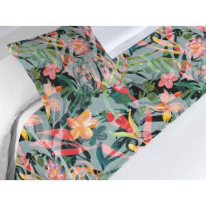 Ambesonne Floral Bed Runner Set, Valentine’s Day Theme Vintage Style Romantic Roses Pattern Plot, Decorative Bedding Scarf and a Pillow Sham for Hotels Homes, Twin, Dark Fuchsia and Slate Blue(Dark Coral and Hunter Green)
