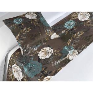 Ambesonne Floral Bed Runner Set, Valentine’s Day Theme Vintage Style Romantic Roses Pattern Plot, Decorative Bedding Scarf and a Pillow Sham for Hotels Homes, Twin, Dark Fuchsia and Slate Blue(Seal Brown Dark Teal)