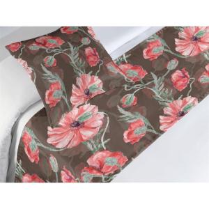 Ambesonne Floral Bed Runner Set, Valentine’s Day Theme Vintage Style Romantic Roses Pattern Plot, Decorative Bedding Scarf and a Pillow Sham for Hotels Homes, Twin, Dark Fuchsia and Slate Blue(Coral Blush and Brown)