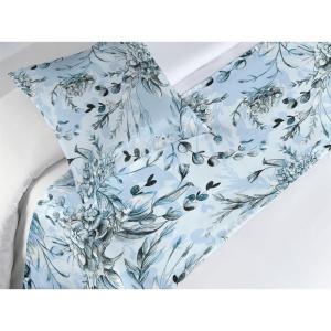 Ambesonne Floral Bed Runner Set, Valentine’s Day Theme Vintage Style Romantic Roses Pattern Plot, Decorative Bedding Scarf and a Pillow Sham for Hotels Homes, Twin, Dark Fuchsia and Slate Blue(Pale Sky Blue Grey and White)