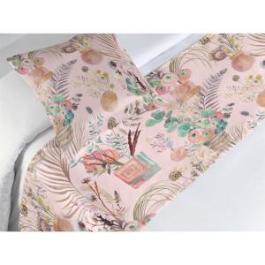 Ambesonne Floral Bed Runner Set, Valentine’s Day Theme Vintage Style Romantic Roses Pattern Plot, Decorative Bedding Scarf and a Pillow Sham for Hotels Homes, Twin, Dark Fuchsia and Slate Blue(Sand Brown and Pale Teal)