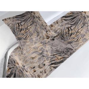 Ambesonne Floral Bed Runner Set, Valentine’s Day Theme Vintage Style Romantic Roses Pattern Plot, Decorative Bedding Scarf and a Pillow Sham for Hotels Homes, Twin, Dark Fuchsia and Slate Blue(Pale Grey and Caramel)
