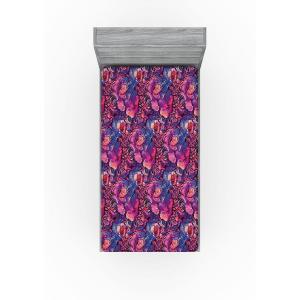 Ambesonne Floral Fitted Sheet, Realistic Painting Print A Million Roses to My Love Valentines Day, Decorative Soft Bedding All-Round Elastic Pocket, California King, Pale Pink Dark Pink and Ecru(Violet Dark Purple and Coral)