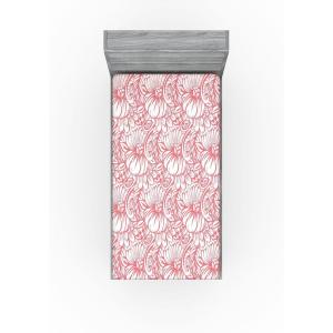 Ambesonne Floral Fitted Sheet, Realistic Painting Print A Million Roses to My Love Valentines Day, Decorative Soft Bedding All-Round Elastic Pocket, California King, Pale Pink Dark Pink and Ecru(Pale Ruby White)