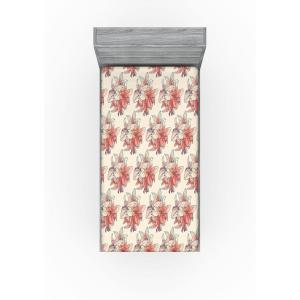 Ambesonne Floral Fitted Sheet, Realistic Painting Print A Million Roses to My Love Valentines Day, Decorative Soft Bedding All-Round Elastic Pocket, California King, Pale Pink Dark Pink and Ecru(Coral Coral and Pale Grey)