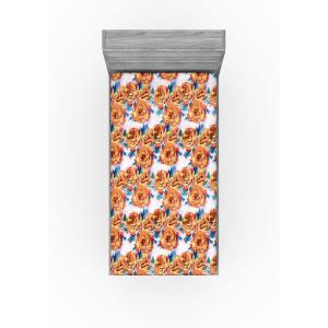 Ambesonne Floral Fitted Sheet, Realistic Painting Print A Million Roses to My Love Valentines Day, Decorative Soft Bedding All-Round Elastic Pocket, California King, Pale Pink Dark Pink and Ecru(Ginger Sea Blue Rose)