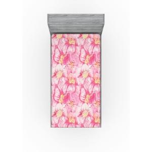 Ambesonne Floral Fitted Sheet, Realistic Painting Print A Million Roses to My Love Valentines Day, Decorative Soft Bedding All-Round Elastic Pocket, California King, Pale Pink Dark Pink and Ecru(Soft Pink Rose Cream)