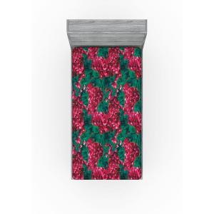 Ambesonne Floral Fitted Sheet, Realistic Painting Print A Million Roses to My Love Valentines Day, Decorative Soft Bedding All-Round Elastic Pocket, California King, Pale Pink Dark Pink and Ecru(Ruby Pink and Forest Green)