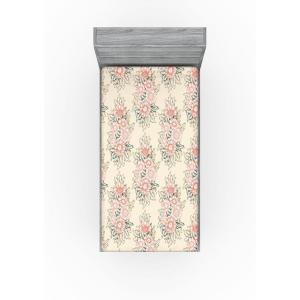 Ambesonne Floral Fitted Sheet, Realistic Painting Print A Million Roses to My Love Valentines Day, Decorative Soft Bedding All-Round Elastic Pocket, California King, Pale Pink Dark Pink and Ecru(Beige Coral and Dark Tan)