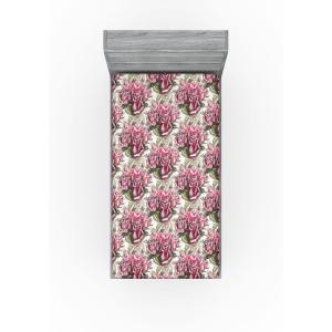 Ambesonne Floral Fitted Sheet, Realistic Painting Print A Million Roses to My Love Valentines Day, Decorative Soft Bedding All-Round Elastic Pocket, California King, Pale Pink Dark Pink and Ecru(Pale Pink Reseda Green)