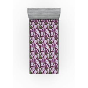 Ambesonne Floral Fitted Sheet, Realistic Painting Print A Million Roses to My Love Valentines Day, Decorative Soft Bedding All-Round Elastic Pocket, California King, Pale Pink Dark Pink and Ecru(Lilac Reseda Green Plum)