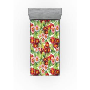 Ambesonne Floral Fitted Sheet, Romantic Concept Art Featuring Rose Flowers Hearts Leaves Valentine, Decorative Soft Fabric Bedding All-Round Elastic Pocket, Queen Size, Pastel Pink and Fern Green(Dark Salmon and Apple Green)