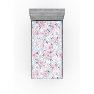 Ambesonne Floral Fitted Sheet, Romantic Concept Art Featuring Rose Flowers Hearts Leaves Valentine, Decorative Soft Fabric Bedding All-Round Elastic Pocket, Queen Size, Pastel Pink and Fern Green(Off White Pink Soft Blue)