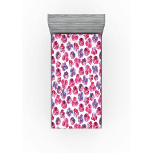 Ambesonne Floral Fitted Sheet, Romantic Concept Art Featuring Rose Flowers Hearts Leaves Valentine, Decorative Soft Fabric Bedding All-Round Elastic Pocket, Queen Size, Pastel Pink and Fern Green(Dark Pink and Ceil Blue)