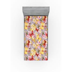Ambesonne Floral Fitted Sheet, Romantic Concept Art Featuring Rose Flowers Hearts Leaves Valentine, Decorative Soft Fabric Bedding All-Round Elastic Pocket, Queen Size, Pastel Pink and Fern Green(Pastel Yellow and Soft Pink)