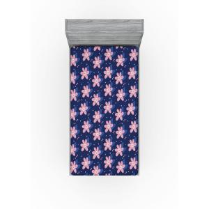 Ambesonne Floral Fitted Sheet, Romantic Concept Art Featuring Rose Flowers Hearts Leaves Valentine, Decorative Soft Fabric Bedding All-Round Elastic Pocket, Queen Size, Pastel Pink and Fern Green(Rose Night Blue and Dark Blue)