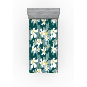Ambesonne Floral Fitted Sheet, Romantic Concept Art Featuring Rose Flowers Hearts Leaves Valentine, Decorative Soft Fabric Bedding All-Round Elastic Pocket, Queen Size, Pastel Pink and Fern Green(White Pale Teal Grey Teal)