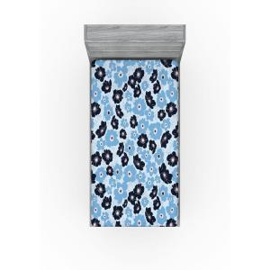 Ambesonne Floral Fitted Sheet, Romantic Concept Art Featuring Rose Flowers Hearts Leaves Valentine, Decorative Soft Fabric Bedding All-Round Elastic Pocket, Queen Size, Pastel Pink and Fern Green(Soft Blue Blue and Black)