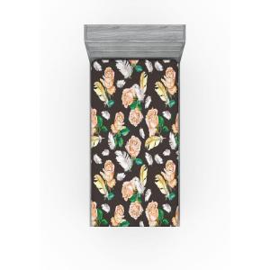 Ambesonne Floral Fitted Sheet, Romantic Concept Art Featuring Rose Flowers Hearts Leaves Valentine, Decorative Soft Fabric Bedding All-Round Elastic Pocket, Queen Size, Pastel Pink and Fern Green(Jade Green Pale Salmon)