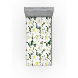 Ambesonne Floral Fitted Sheet, Romantic Concept Art Featuring Rose Flowers Hearts Leaves Valentine, Decorative Soft Fabric Bedding All-Round Elastic Pocket, Queen Size, Pastel Pink and Fern Green(Reseda Green and Earth Yellow)