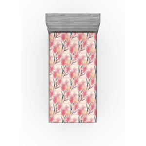 Ambesonne Floral Fitted Sheet, Romantic Concept Art Featuring Rose Flowers Hearts Leaves Valentine, Decorative Soft Fabric Bedding All-Round Elastic Pocket, Queen Size, Pastel Pink and Fern Green(Coral Salmon Soft Pink)