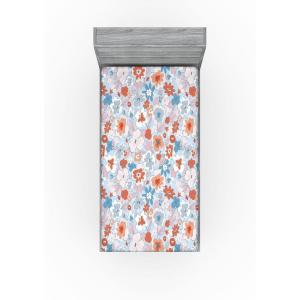 Ambesonne Floral Fitted Sheet, Romantic Concept Art Featuring Rose Flowers Hearts Leaves Valentine, Decorative Soft Fabric Bedding All-Round Elastic Pocket, Queen Size, Pastel Pink and Fern Green(Cinnamon Soft Blue Blush)