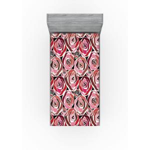 Ambesonne Floral Fitted Sheet, Valentine’s Day Concept Art Pastel Repetitive Roses Pattern Plot, Decorative Soft Bedding All-Round Elastic Pocket, California King, Dark Pink Blush and White(Dark Pink and Redbrown)